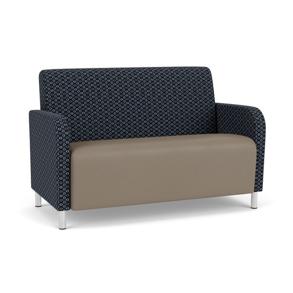 Lesro Siena Lounge Reception Loveseat, Brushed Steel, RS NightSky Back, MD Farro Seat, RS NightSky Panels SN1501 - main
